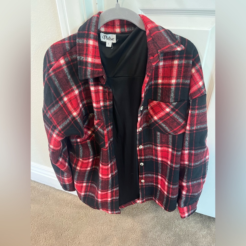 Pulse Red and Black Checkered Shacket